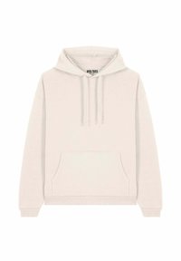 Sudadera ligera color beige hecha de una tela suave, con un bolsillo tipo canguro, capucha con cordón y puños y dobladillo acanalados para un ajuste relajado.