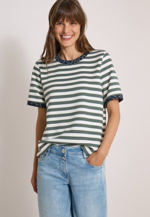Cecil, T-SHIRT MIT RUNDHALS UND LEO-DETAILS - T-shirt imprimé - dried olive green