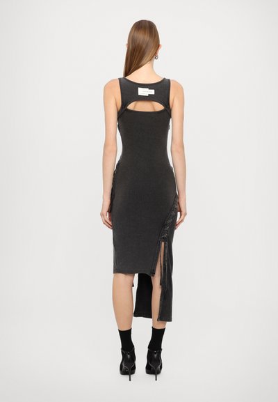 Feng Chen Wang WASHED LACE UP DERSS - Φόρεμα από ζέρσεϊ - grey