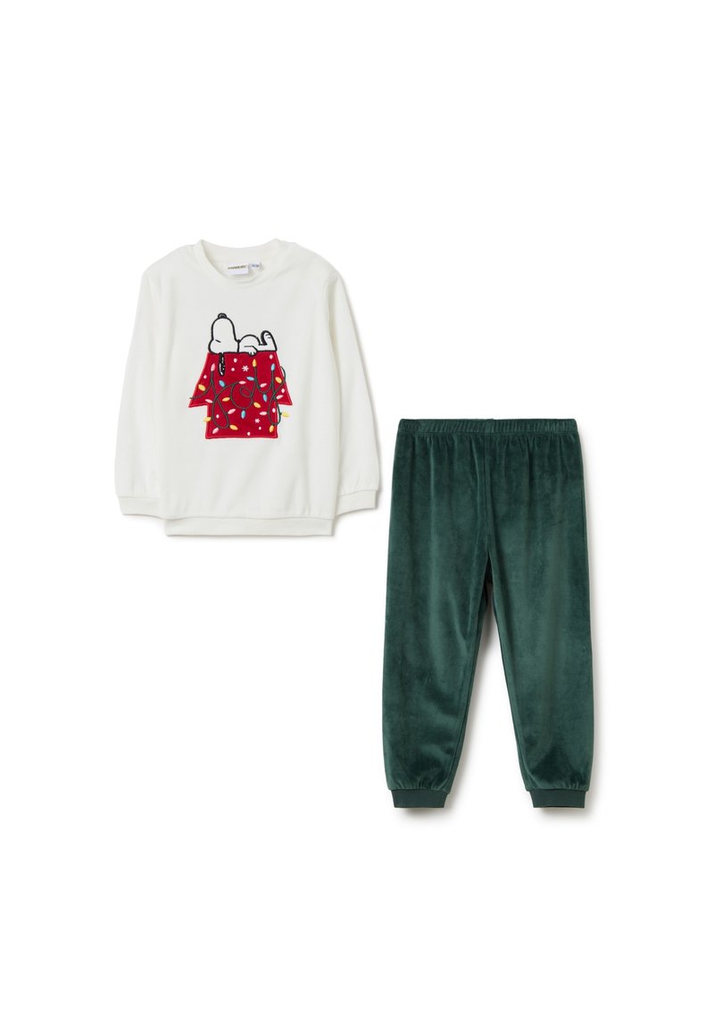 OVS WITH SNOOPY EMBROIDERY SET - Conjunto de pijama - white green