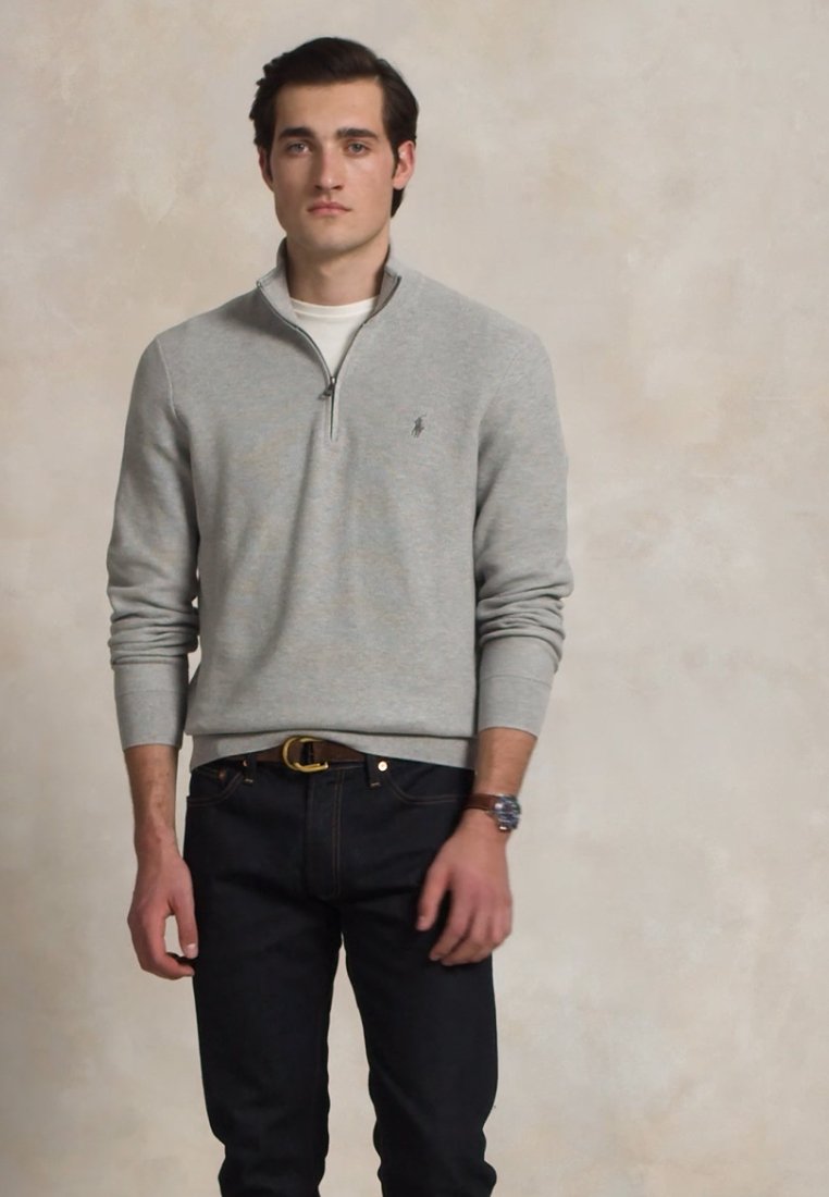 Polo Ralph Lauren MESH KNIT COTTON QUARTER ZIP SWEATER - Jumper