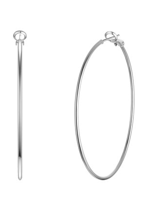Pendientes de aro de plata con un acabado liso y pulido. Cuentan con un cierre articulado y un diseño circular y ligero.