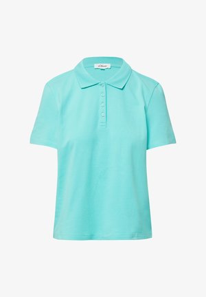 Turkoosi poolopaita lyhyillä hihoilla, valmistettu puuvillasta. Varustettu klassisella kauluksella, viiden napin napituksella ja suoralinjaisella helmalla.