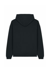 Felpa nera con cappuccio a lunghe maniche, coulisse e polsini e orlo a coste. Tessuto liscio, senza stampe o loghi visibili.