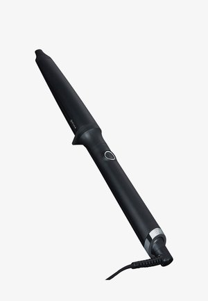 Zwarte taps toelopende krulpen met aan/uit-knop en draaibare snoer, ontworpen voor het stylen van haar.