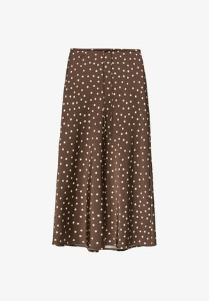 PULL&BEAR, SATIN WITH DRAWSTRING - MIDI SKIRT - Jupe longue - brown