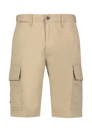 Khaki cargoshorts lavet af en bomuldsblanding, med to sidelommer, lukning med knapper foran og en afslappet pasform.