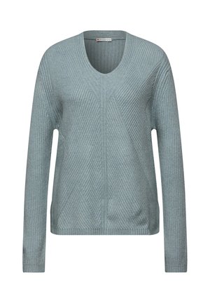 V-NECK STRUKTUR - Pullover - blau