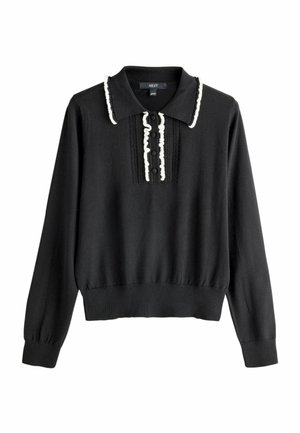 REGULAR FIT - SOFT TOUCH RICH FRILL POLO TOP - Džemperis - black tipped