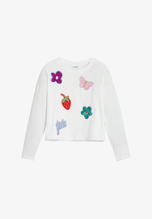 WITH APPLIQUE SHAPES - Top dugih rukava - white