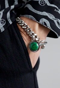 Roberto Cavalli BRACELET UNISEX - Narukvica - silver-coloured/green