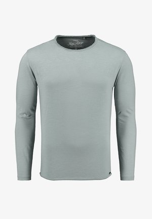 Lichtgrijs langemouw T-shirt gemaakt van zacht materiaal. Bevat een ronde hals met een lichte stretch en een rechte zoom.