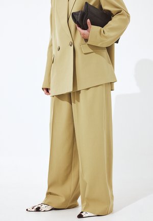 PLEATED WIDE LEG  - Bukser - kakhi green