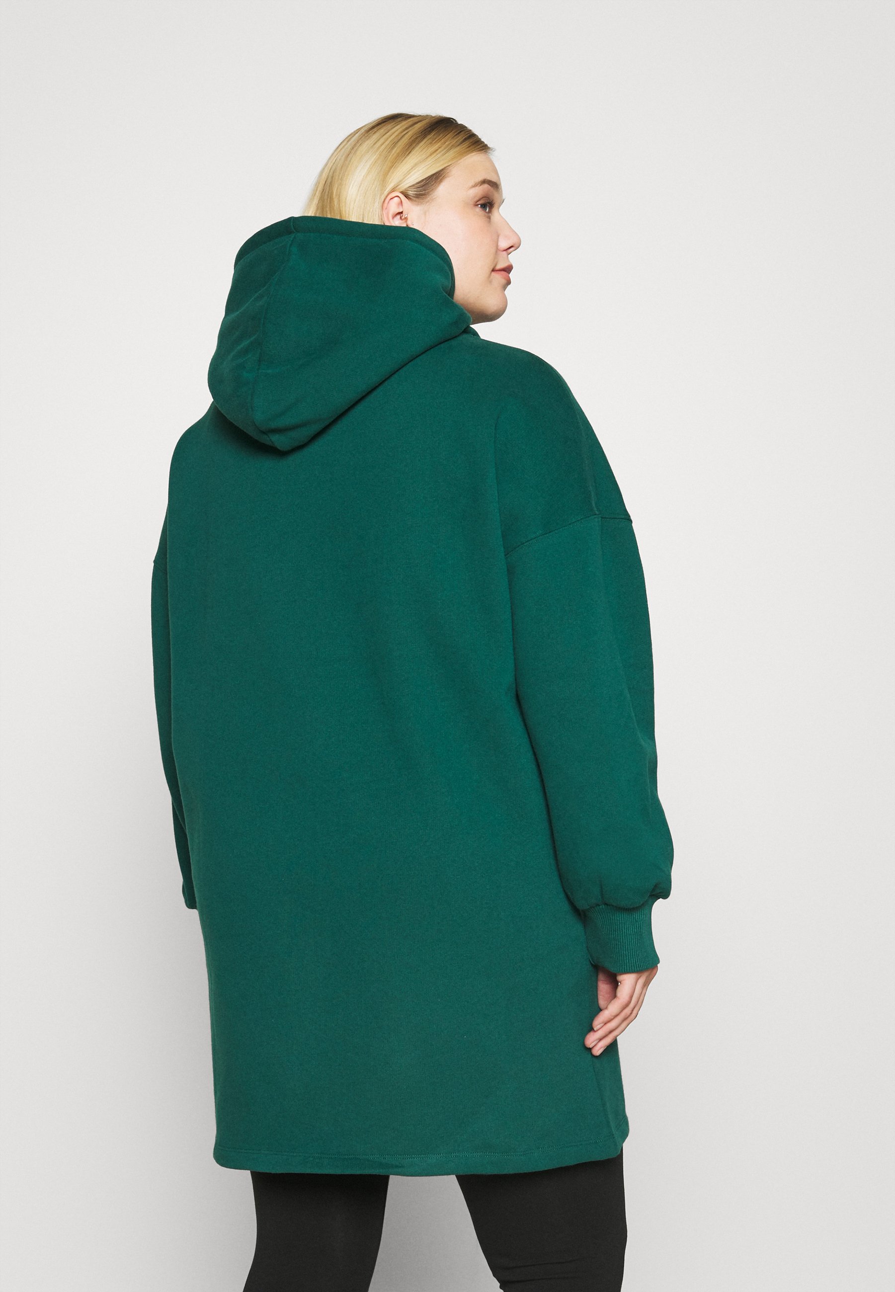 green high neck midi dress