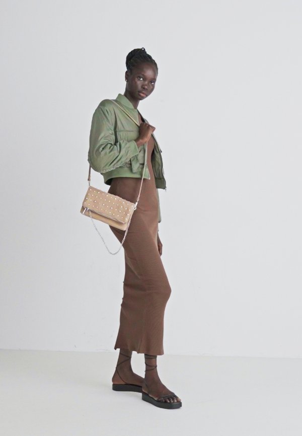 FAUX SUEDE STUDDED - Cross body bag - beige3