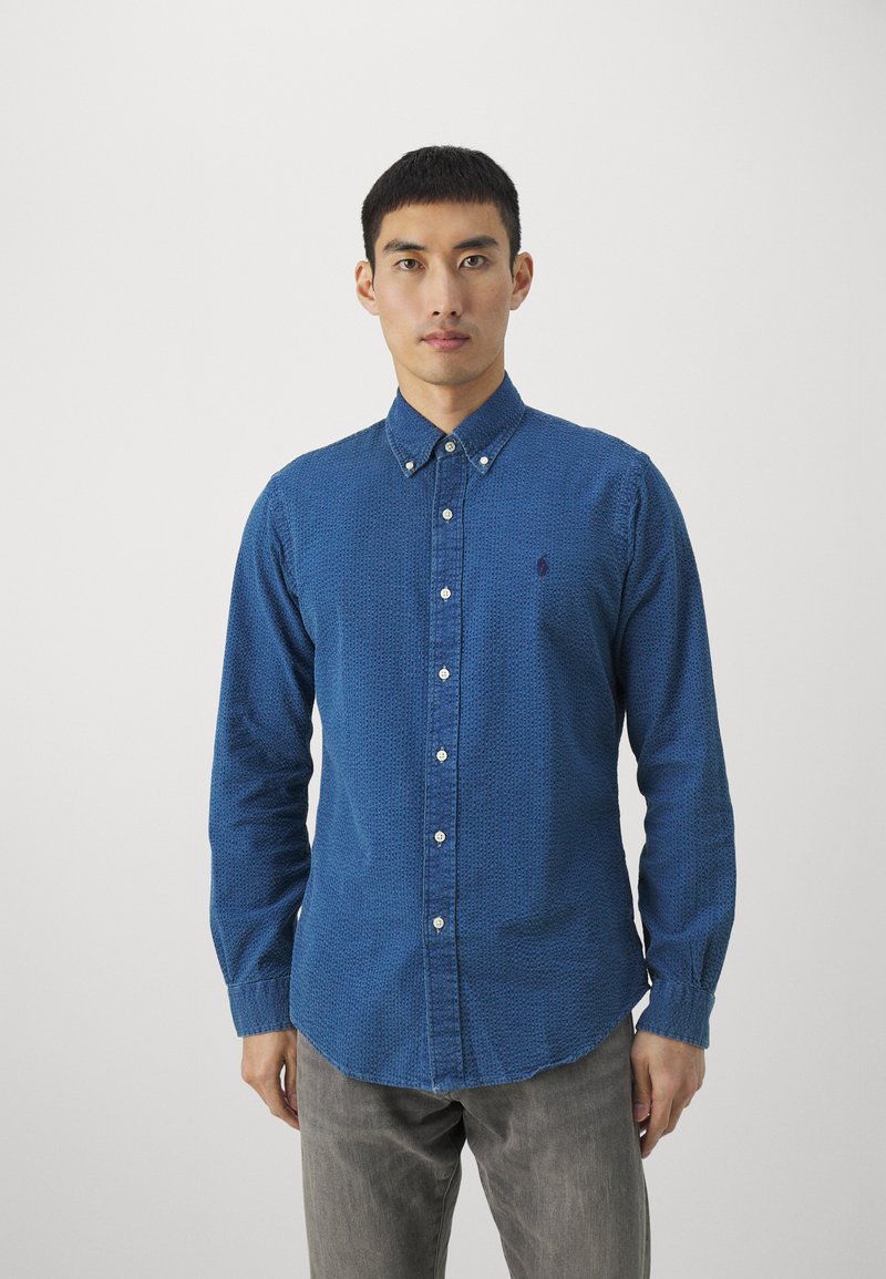 Polo Ralph Lauren - CUSTOM FIT SEERSUCKER SHIRT - Chemise - dark indigo, Agrandir