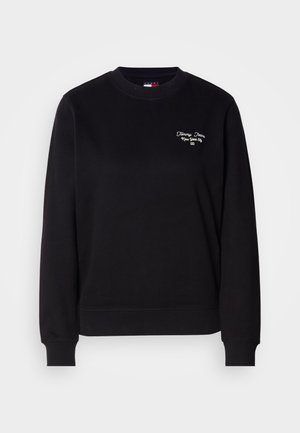 Crna dukserica s okruglim izrezom, s bijelim natpisom "Tommy Jeans New York City" na prednjoj lijevoj strani.