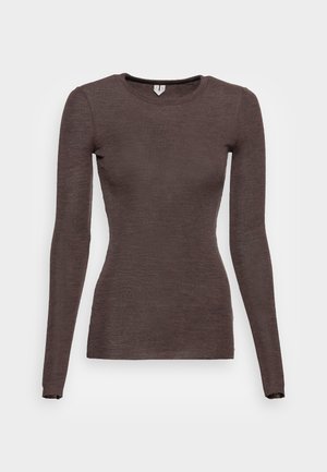 Langærmet T-shirt - dark brown