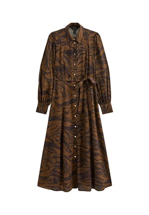 New Look, ANIMAL PRINT LONG SLEEVE MIDI SHIRT DRESS - Vestido camisero - brown pattern