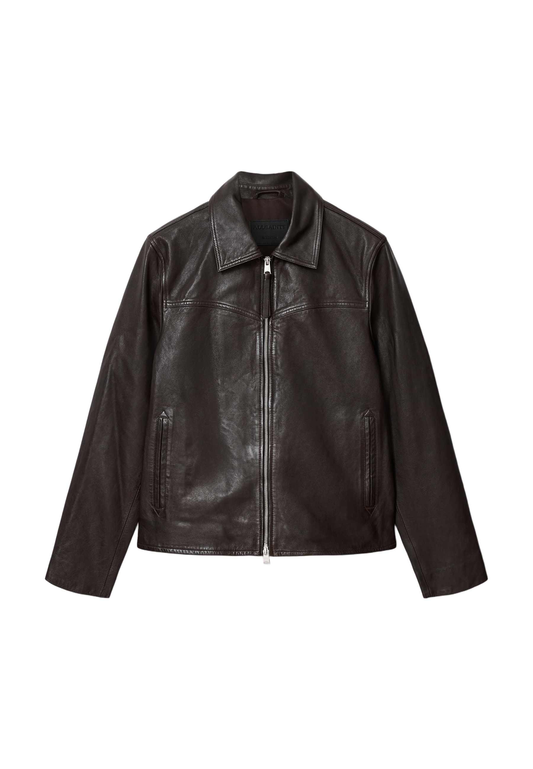 DKNY Men's Faux Leather Classic Laydown Collar Bomber Jacket