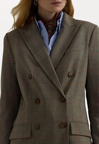 Lauren Ralph Lauren GLEN CHECK DOUBLE BREASTED WOOL BLAZER - Kratka jakna - brown multi
