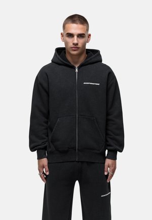 RELAXED VINTAGE WASHED GREY ZIPUP HOODIE - Sweat zippé - black