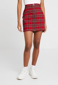 Urban Classics - LADIES SHORT CHECKER SKIRT - Mini suknja - red/black Minijatura 1