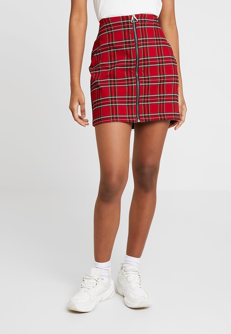 Urban Classics - LADIES SHORT CHECKER SKIRT - Mini suknja - red/black, Povećaj