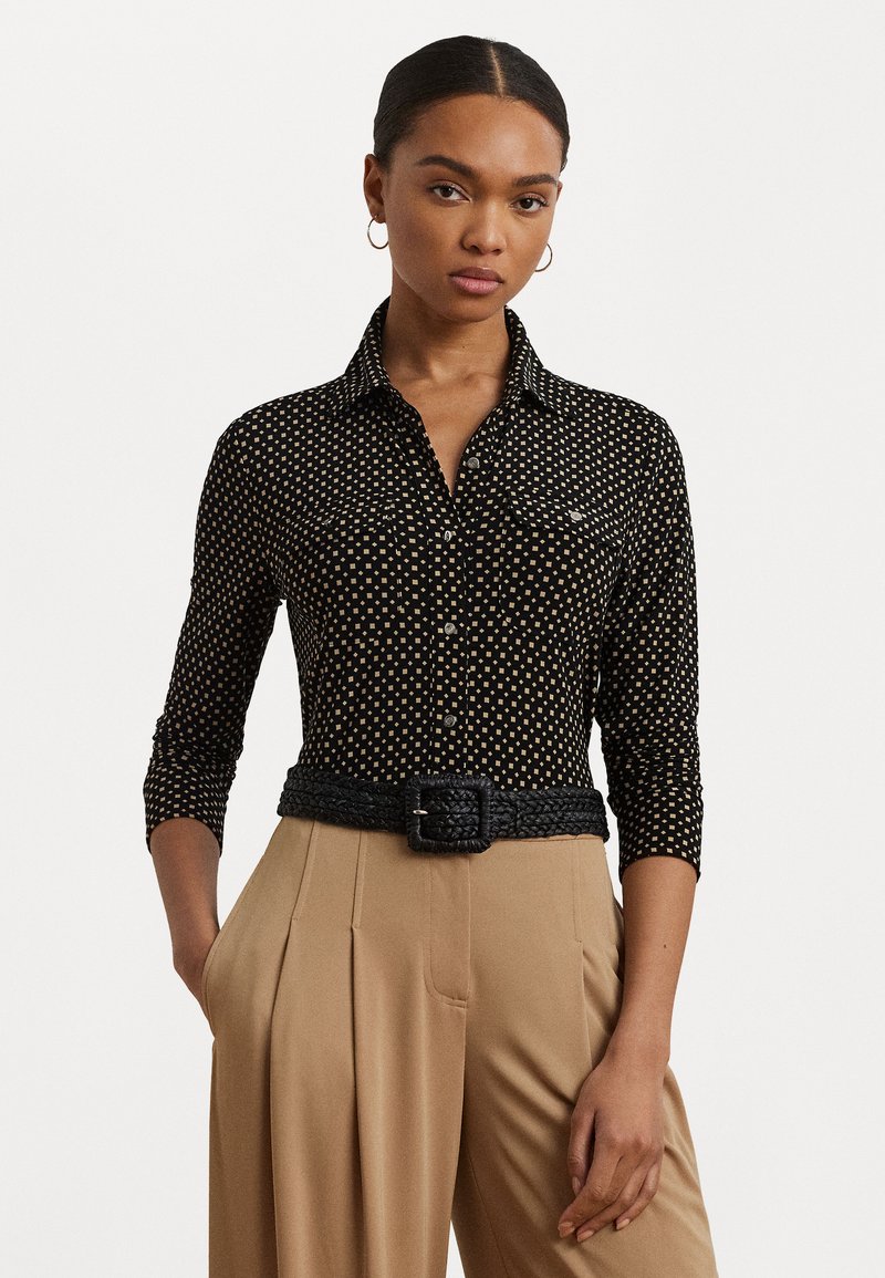 Lauren Ralph Lauren - Slim Fit Geo Print Jersey Shirt - Button-down blouse - black, Enlarge