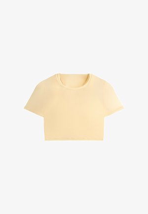 OYSHO, SHORT-SLEEVED SHEER TANK TOP - Základné tričko - vanilla