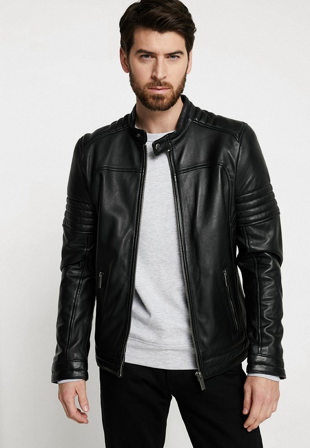 DAVIS - Chaqueta de cuero - black