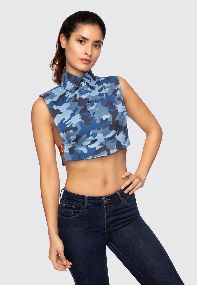 Kragnart - CARLA - Button-down blouse - blau camouflage, Enlarge