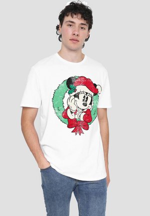 MINNIE MOUSE CHRISTMAS WREATH - Print T-shirt - white