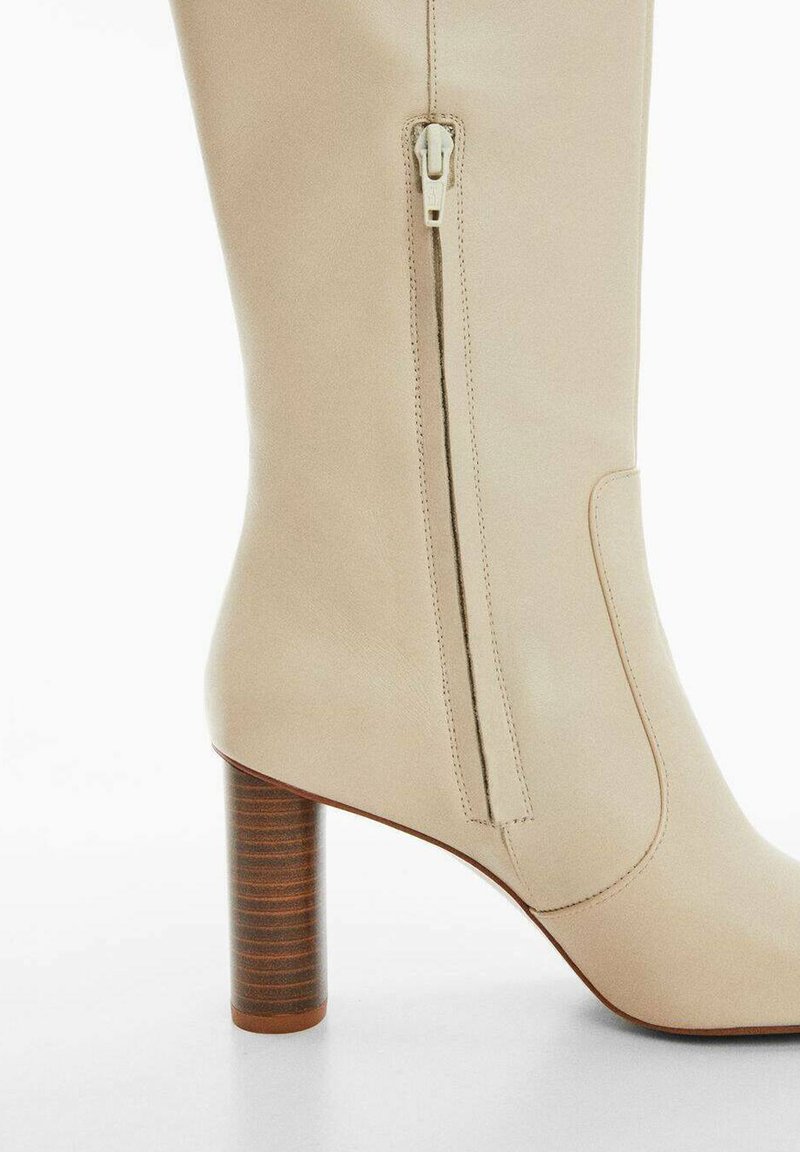 Bottes Femme En Cuir Beige Talon Haut 7cm+ - Taille 34 Neuves - Fabriqué Au Portugal - Style Bottier Chic