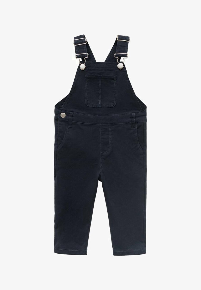 Námornícky modré overal vyrobený z bavlny, s nastaviteľnými popruhmi, prednou kapsou a bočnými vreckami. Slim, zoštíhlený strih nohavíc.