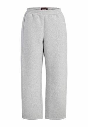 Pantalon de survêtement décontracté gris clair avec ceinture élastique et étiquette portant la mention JJXX, présenté sur un fond blanc uni.