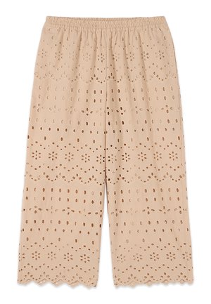 Oltre, PANTALONI CROPPED IN PIZZO SANGALLO - Broek - beige