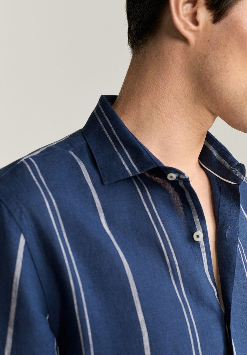 Mango SLIM FIT LEINENHEMD MIT KAROMUSTER TAMI Skjorte Mango SLIM FIT-LEINENHEMD MIT KAROMUSTER TAMI - Skjorte - dunkles marineblau