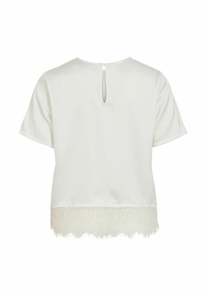 VILA, SHORT SLEEVED TOP VIENNA RAVENNA LACE - Bluse - snow white