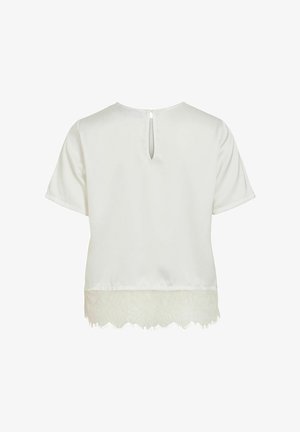 VILA, SHORT SLEEVED TOP VIENNA RAVENNA LACE - Blouse - snow white