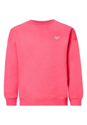 Rosa Sweatshirt mit langen Ärmeln. Hergestellt aus einem weichen Baumwollmix, mit gerippten Bündchen und einem kleinen Logo in Weiß auf der Brust.