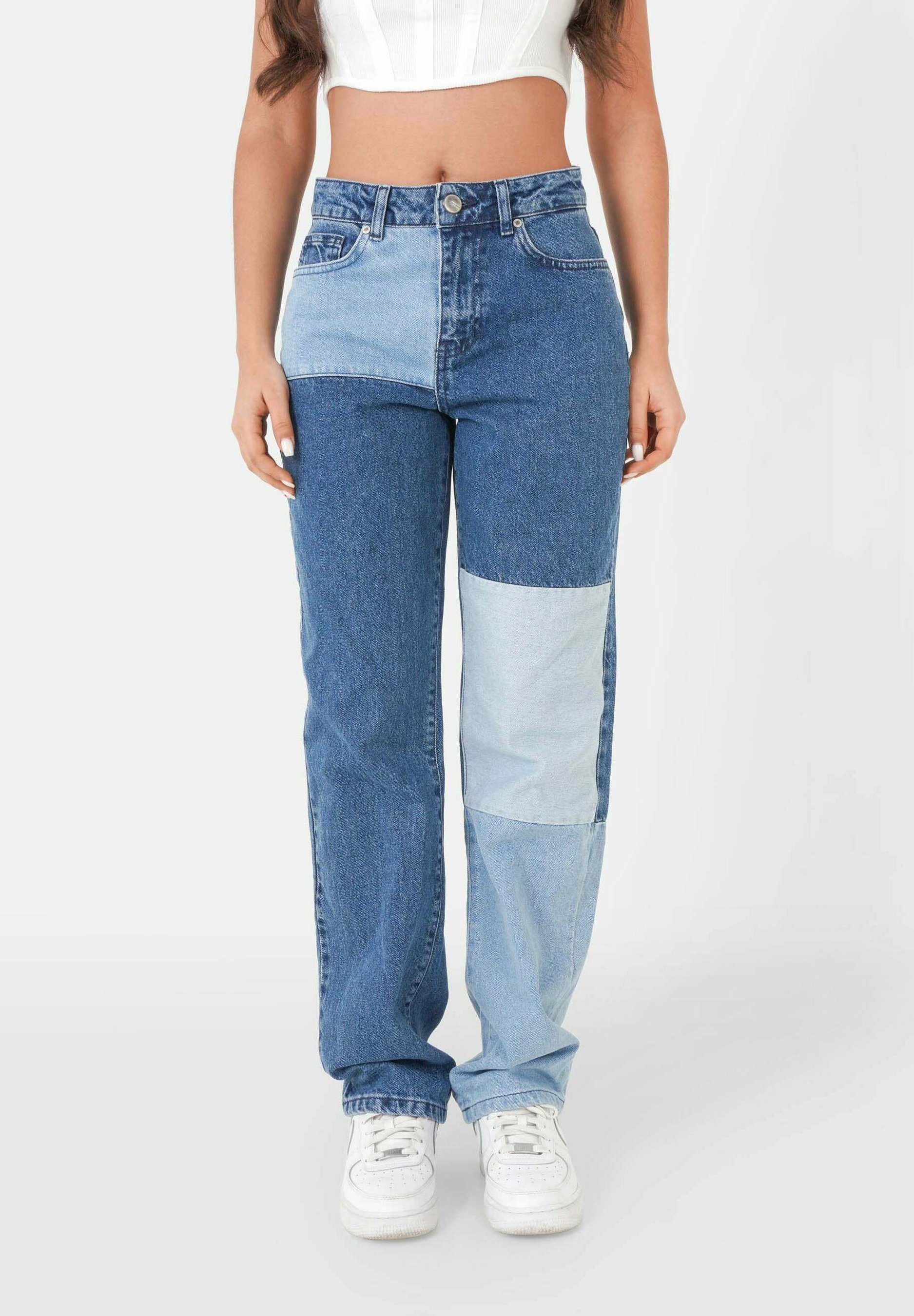 Sixth June PATCHWORK - Straight leg jeans - blue - Zalando