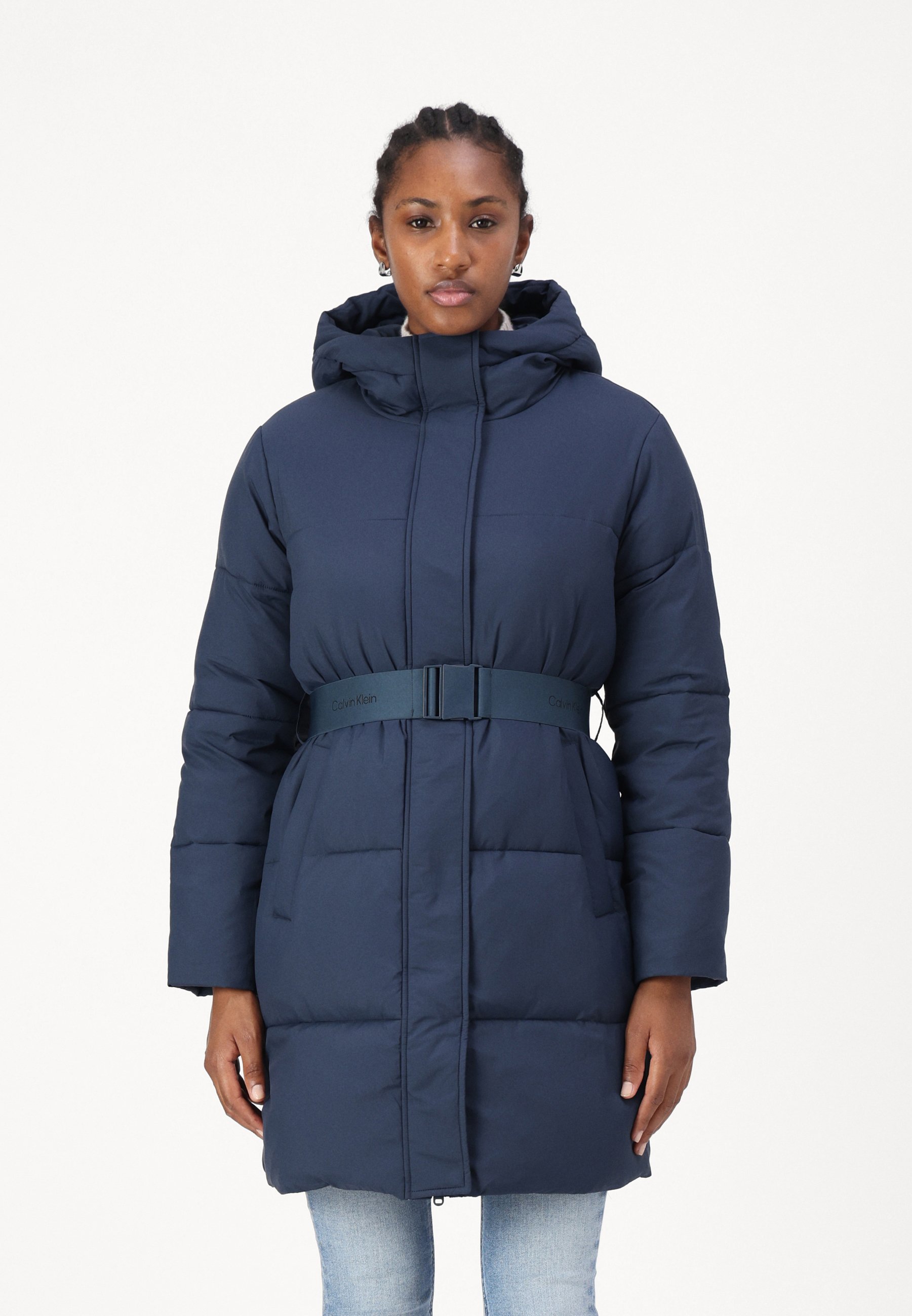 Clothing Calvin Klein Nylon Belted Puffer Coat Lightweight Belted 