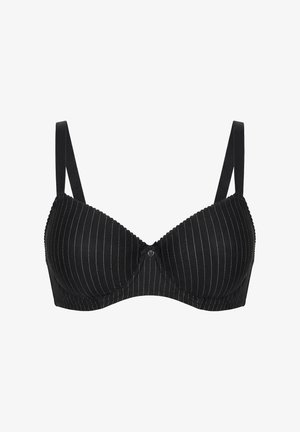 Ulla Popken, PINSTRIPE UNDERWIRE BRA - Reggiseno con ferretto - black