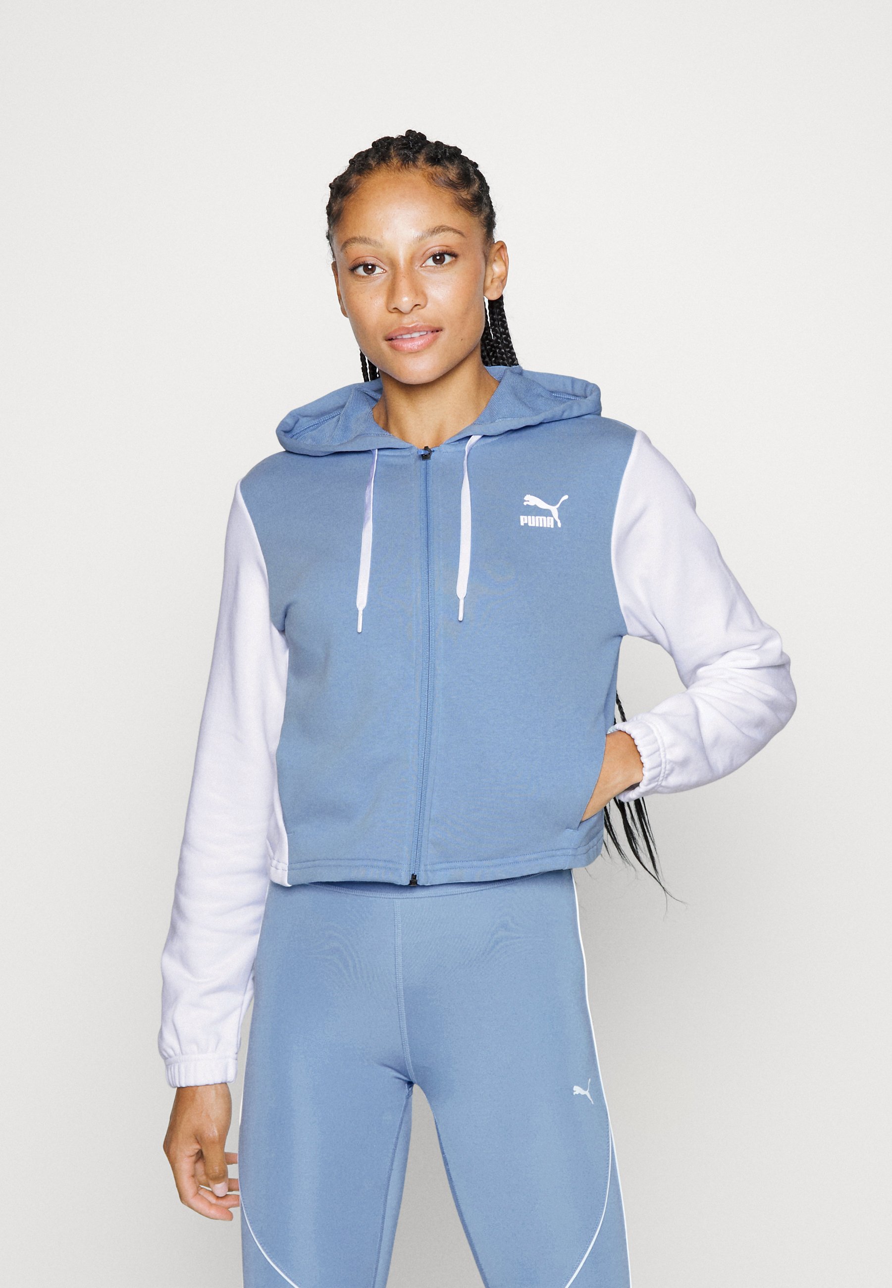 Puma PAMELA REIF HOODIE - Zip-up sweatshirt - forever blue/white/blue -  Zalando.co.uk