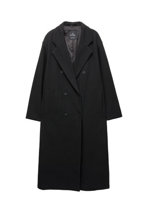 PULL&BEAR LONG SOFT - Klassinen takki - black
