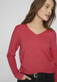 VILA VIRIL L/S V-NECK TOP - Pulover - viva magenta
