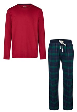 HAPPY SHORTS MEN'S CHRISTMAS PAJAMA SET SHIRT + PANTS - Pyjama - navy green check