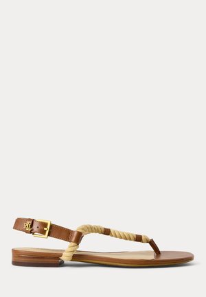 Lauren Ralph Lauren, EVERLEY CALFSKIN & ROPE SANDA - Sandaler m/ tåsplit - tan/natural