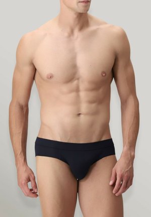 Boxer da uomo blu navy con una cintura elastica liscia e una vestibilità attillata. Presenta uno stile minimalista senza motivi o accenti visibili.